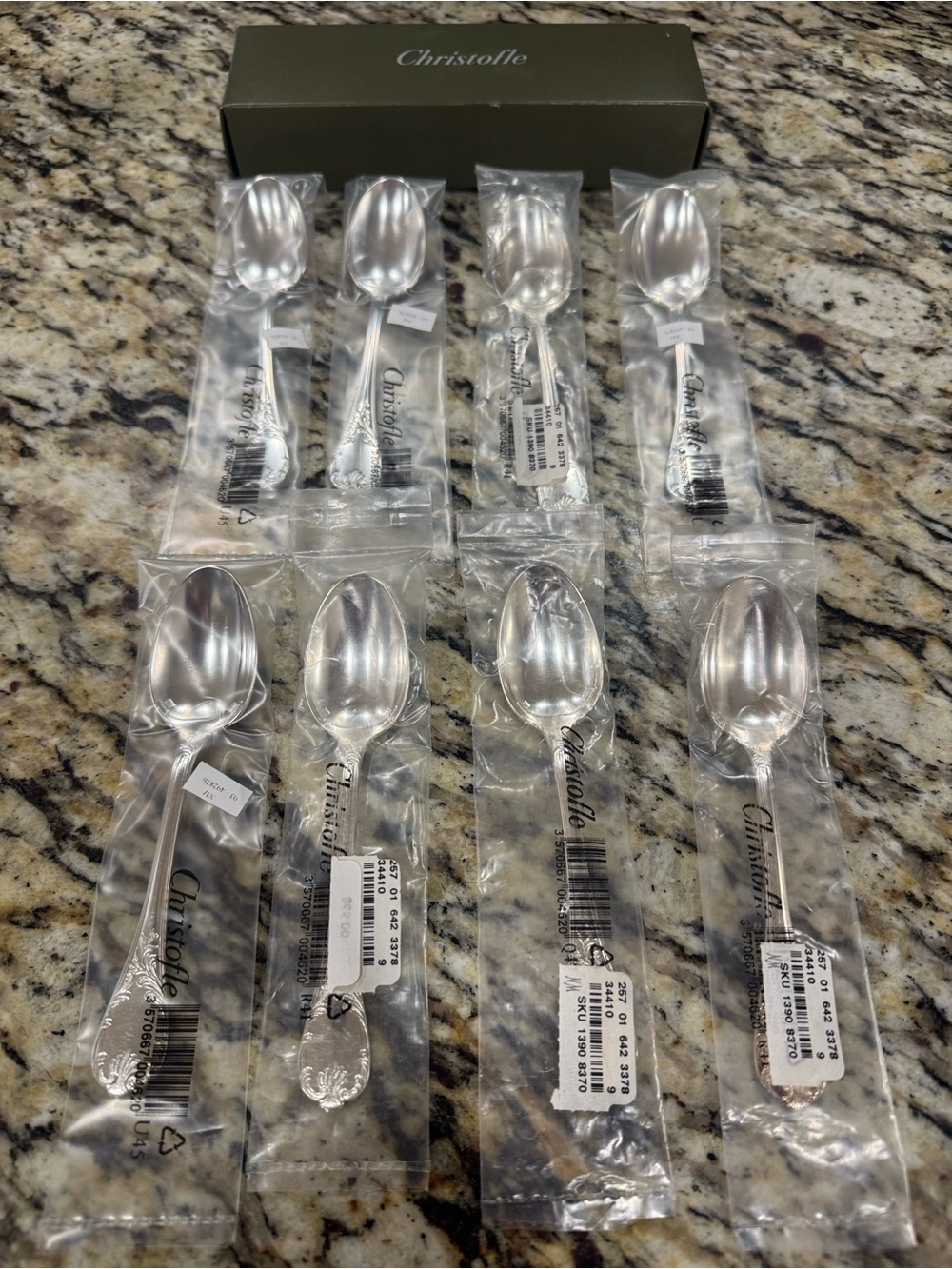 NIB! Christofle Silver-Plated ‘Marly’ Coffee Spoons - Set of 8